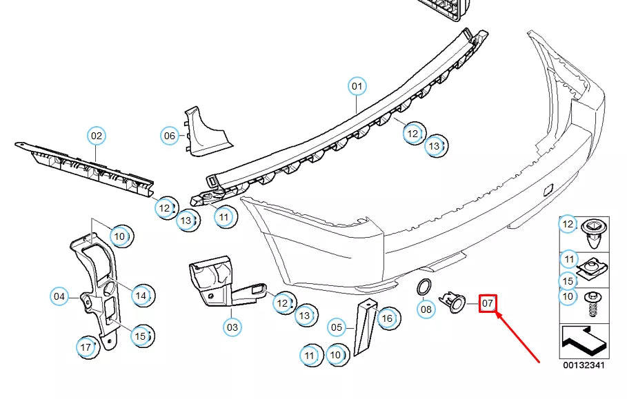 NEW BMW X3 E83 REAR CENTRE RIGHT PDC CONVERTER MOUNT 51123402848 ORIGINAL