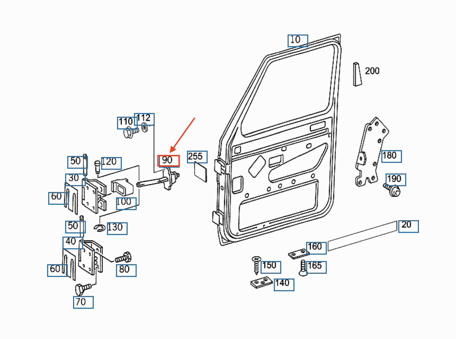 NEW MERCEDES-BENZ G W463 FRONT LEFT DOOR CHECK A4637200200 ORIGINAL