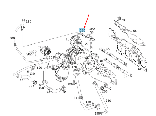 new mb a w176 turbocharger to cylinder head support a2700960000 original