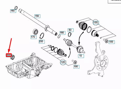 NEW MB C W204 FRONT AXLE SHAFT IN OIL PAN PILOT BUSHING A2720140050 ORIGINAL