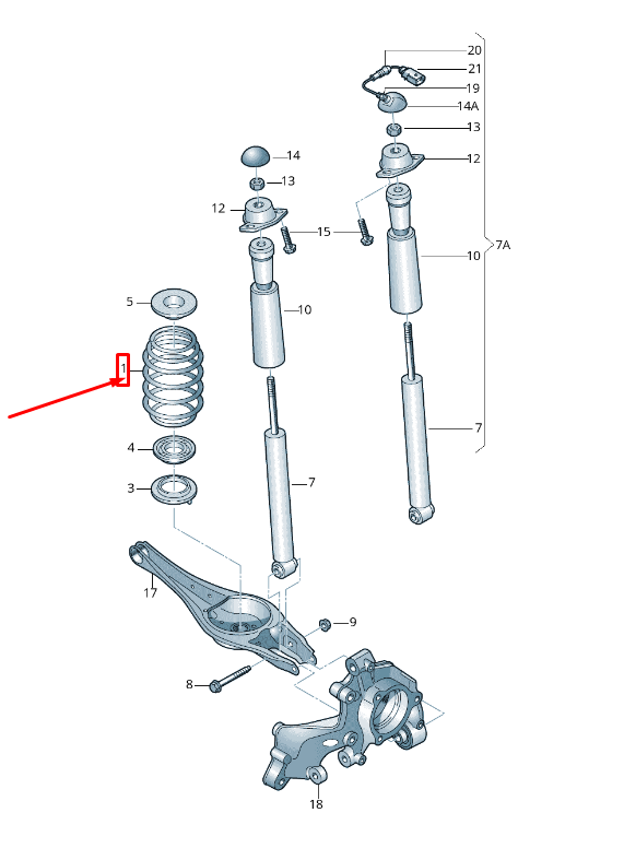 new vw golf vii 5g mk7 rear left coil spring 5q0511115de original