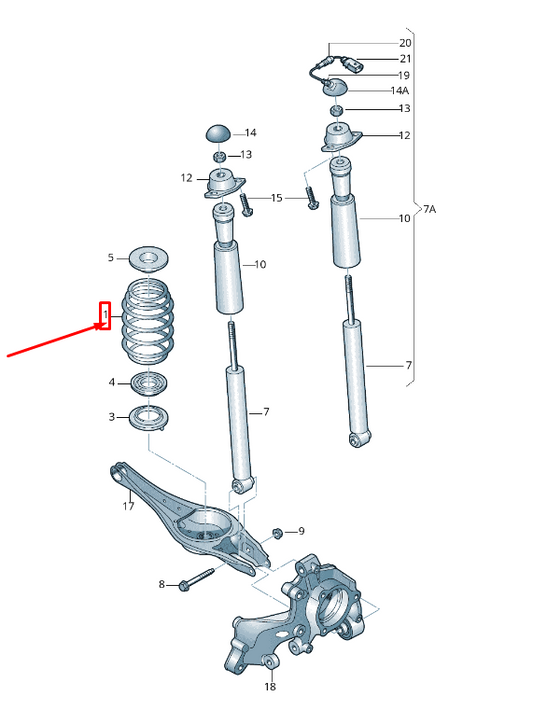 new vw golf vii 5g mk7 rear left coil spring 5q0511115de original