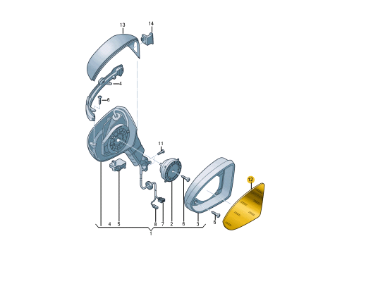 NEW VOLKSWAGEN ID.3 E11 FRONT RIGHT DOOR MIRROR GLASS LHD 5H0857522D ORIGINAL