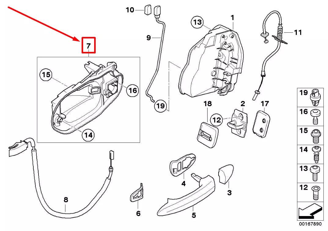 NEW BMW X3 E83 REAR RIGHT OUTSIDE DOOR HANDLE CARRIER 3449056 51203449056