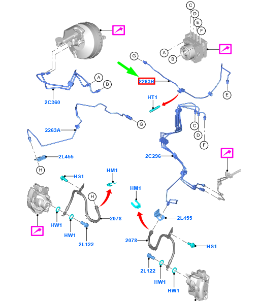 new ford mondeo mk5 front brake tube pipe assy dg9c-2263-bf 2420447 original