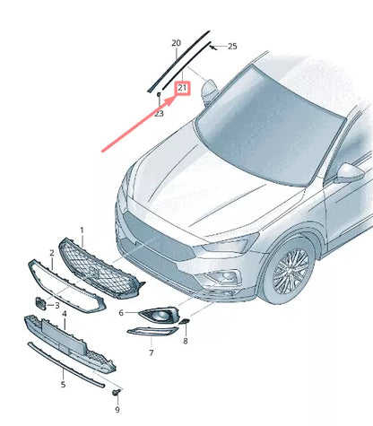 NEW VOLKSWAGEN TIGUAN AD MK2 RIGHT WINDSHIELD RETAINING STRIP 5NA854542 ORIGINAL