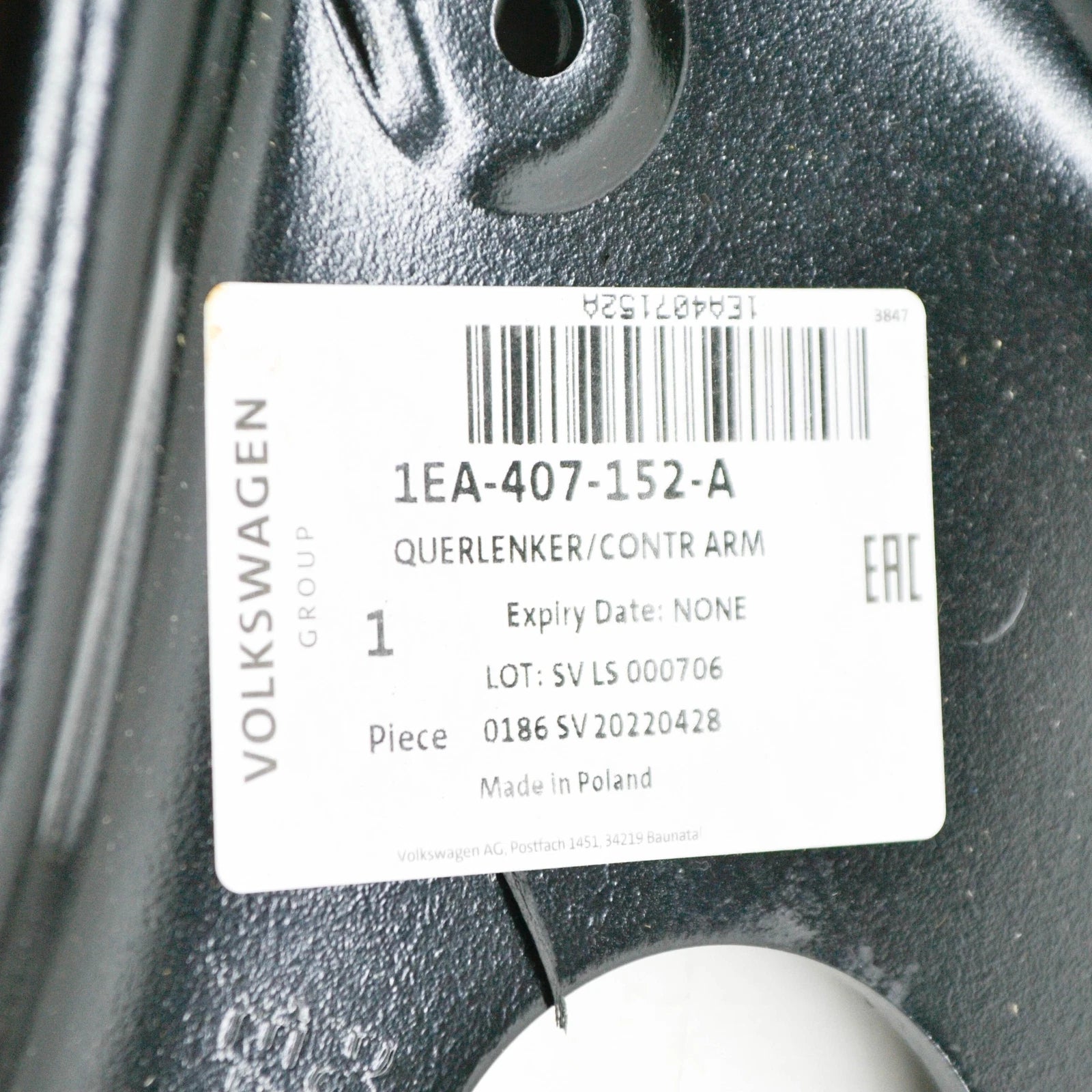 NEW VOLKSWAGEN ID.4 FRONT RIGHT TRACK CONTROL ARM 1EA407152A ORIGINAL