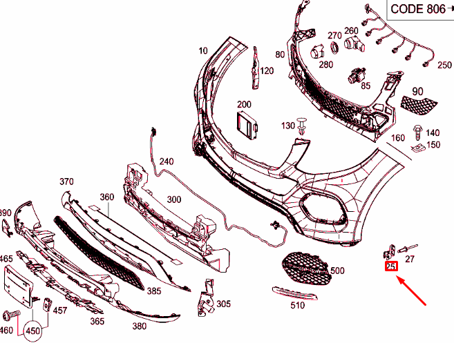 new mb ml w166 front bumper right wheel cover bracket a1668855414 original