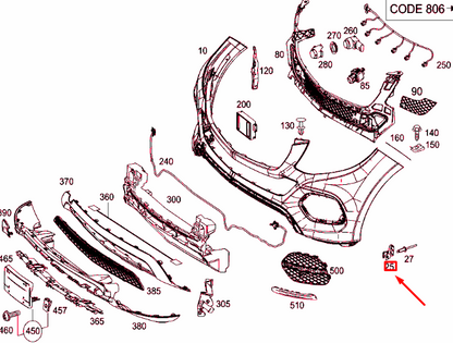 new mb ml w166 front bumper right wheel cover bracket a1668855414 original