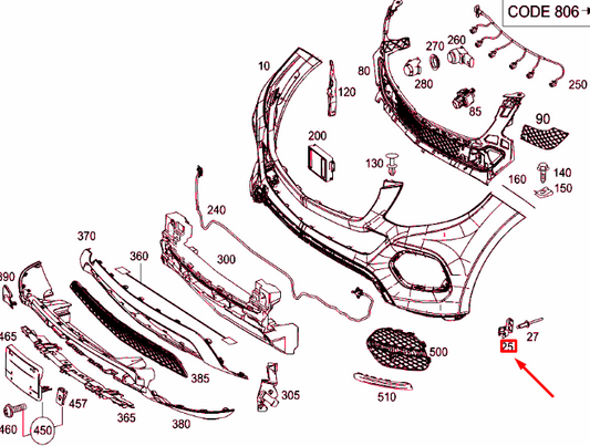 new mb ml w166 front bumper right wheel cover bracket a1668855414 original
