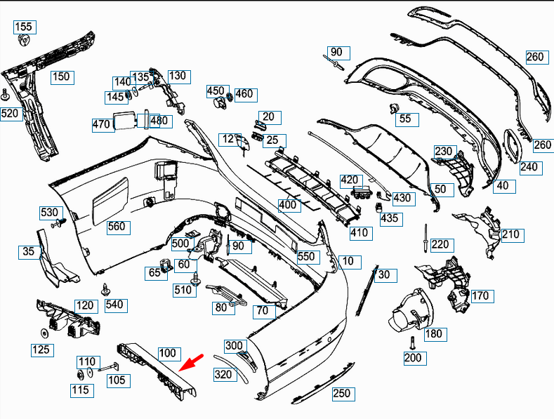 NEW MERCEDES-BENZ C-CLASS W205 REAR BUMPER BASIC CARRIER A2058850265 ORIGINAL