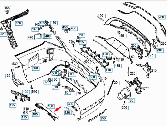 NEW MERCEDES-BENZ C-CLASS W205 REAR BUMPER BASIC CARRIER A2058850265 ORIGINAL
