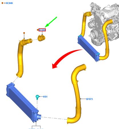 new ford transit mk4 intercooler air inlet connection 2430296 original