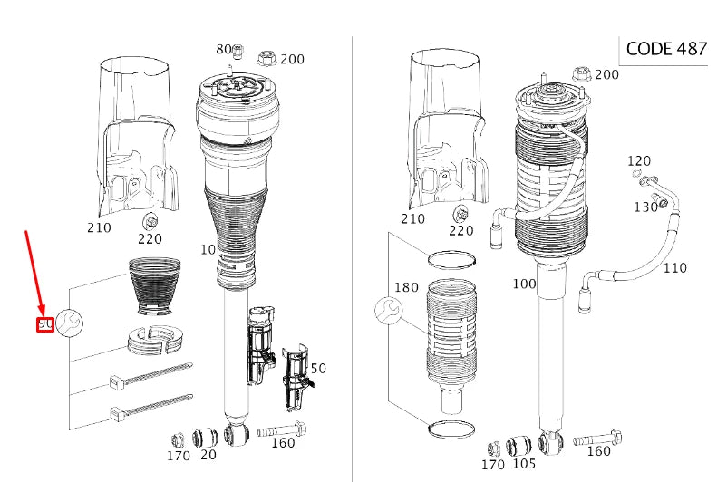 NEW MB S W222 REAR SPRING STRUT BELLOWS REPAIR KIT A2223233000 ORIGINAL