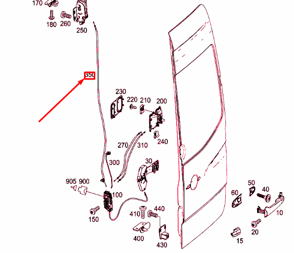 NEW MERCEDES-BENZ SPRINTER 906 REAR PANEL DOOR CONTROL CABLE A9067605604