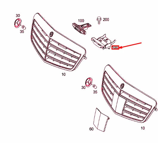 NEW MERCEDES-BENZ E W212 RADIATOR GRILLE SHELL RIGHT BRACKET A2128855514