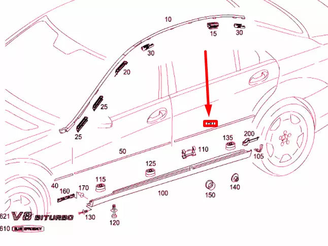 NEW MB S W221 REAR RIGHT DOOR BOTTOM ORNAMENTAL TRIM A2216904480 ORIGINAL