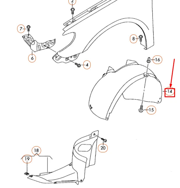 NEW VOLKSWAGEN PASSAT CC FRONT LEFT WHEEL HOUSING LINER 3C8805977B ORIGINAL