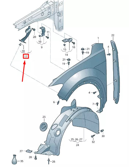 NEW VOLKSWAGEN T-ROC A11 FRONT LEFT FENDER HOLDER 2GA821135 ORIGINAL