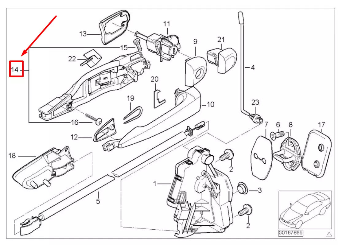 NEW BMW 3 E46 FRONT LEFT OUTSIDE DOOR HANDLE CARRIER 51218216121 8216121