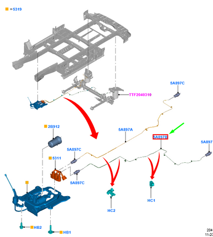 new ford transit custom mk1 air suspension left tube assy 2162686 original