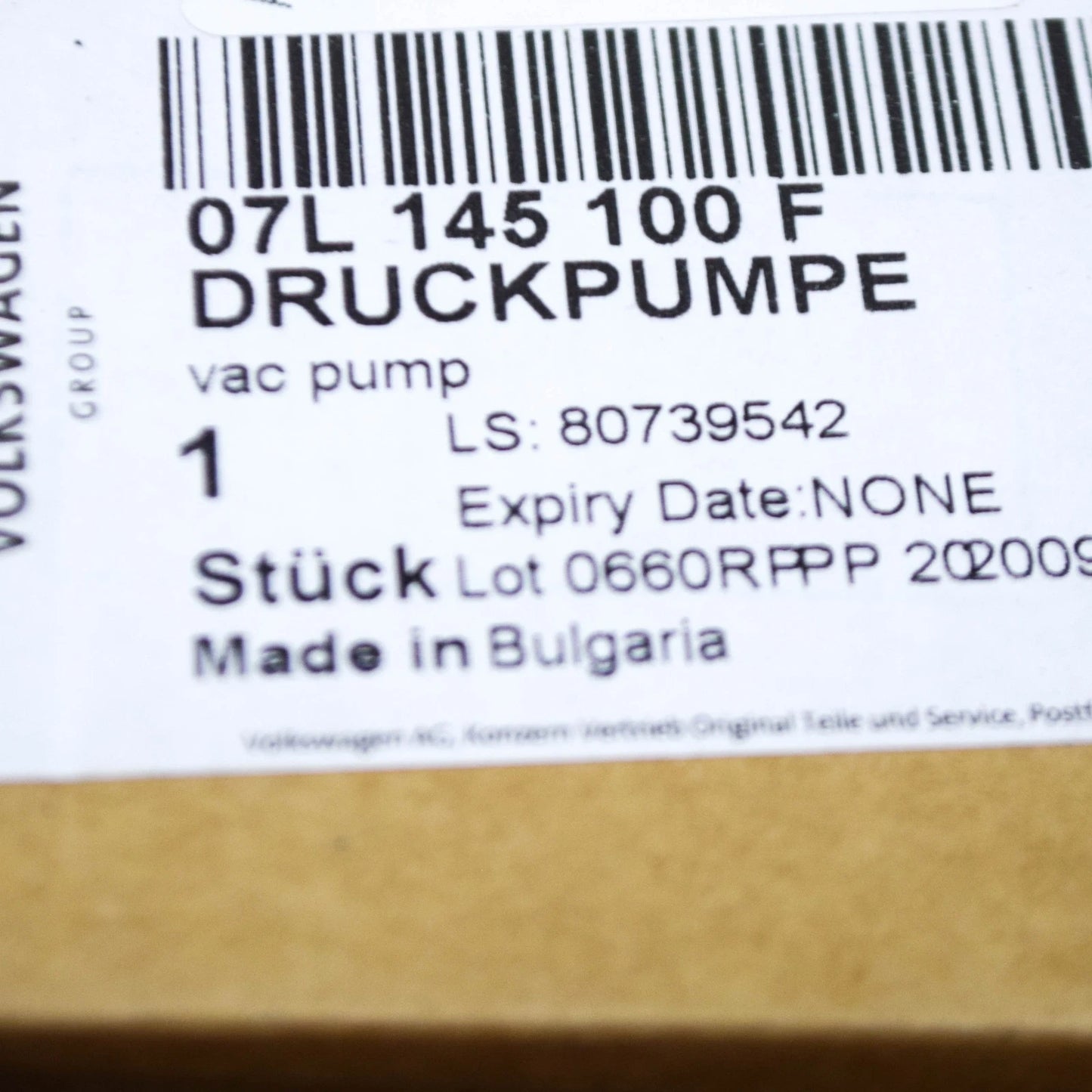 NEW AUDI A6 C7 VACUUM PUMP 07L145100F 2015 ORIGINAL