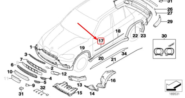NEW BMW X5 E70 FRONT LEFT DOOR MOLDING 51137903857 7903857 ORIGINAL