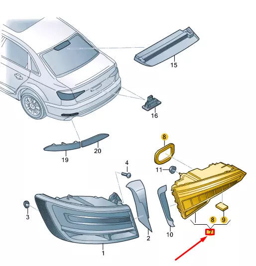NEW AUDI A4 B9 SALOON RIGHT SIDE TAILGATE TAILLIGHT 8W5945094AC 2019 ORIGINAL
