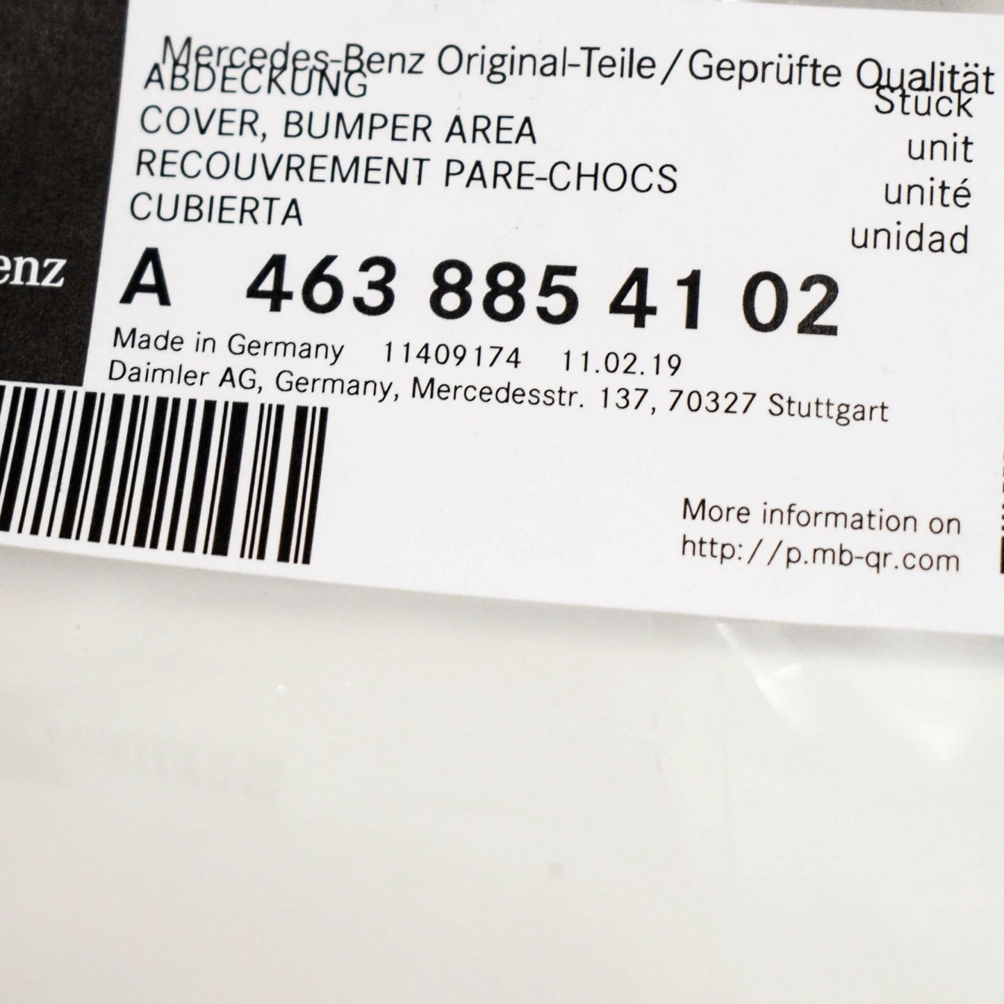 NEW MB G W463 FRONT BUMPER RADIATOR GRILLE TRIM AMG A4638854102 ORIGINAL