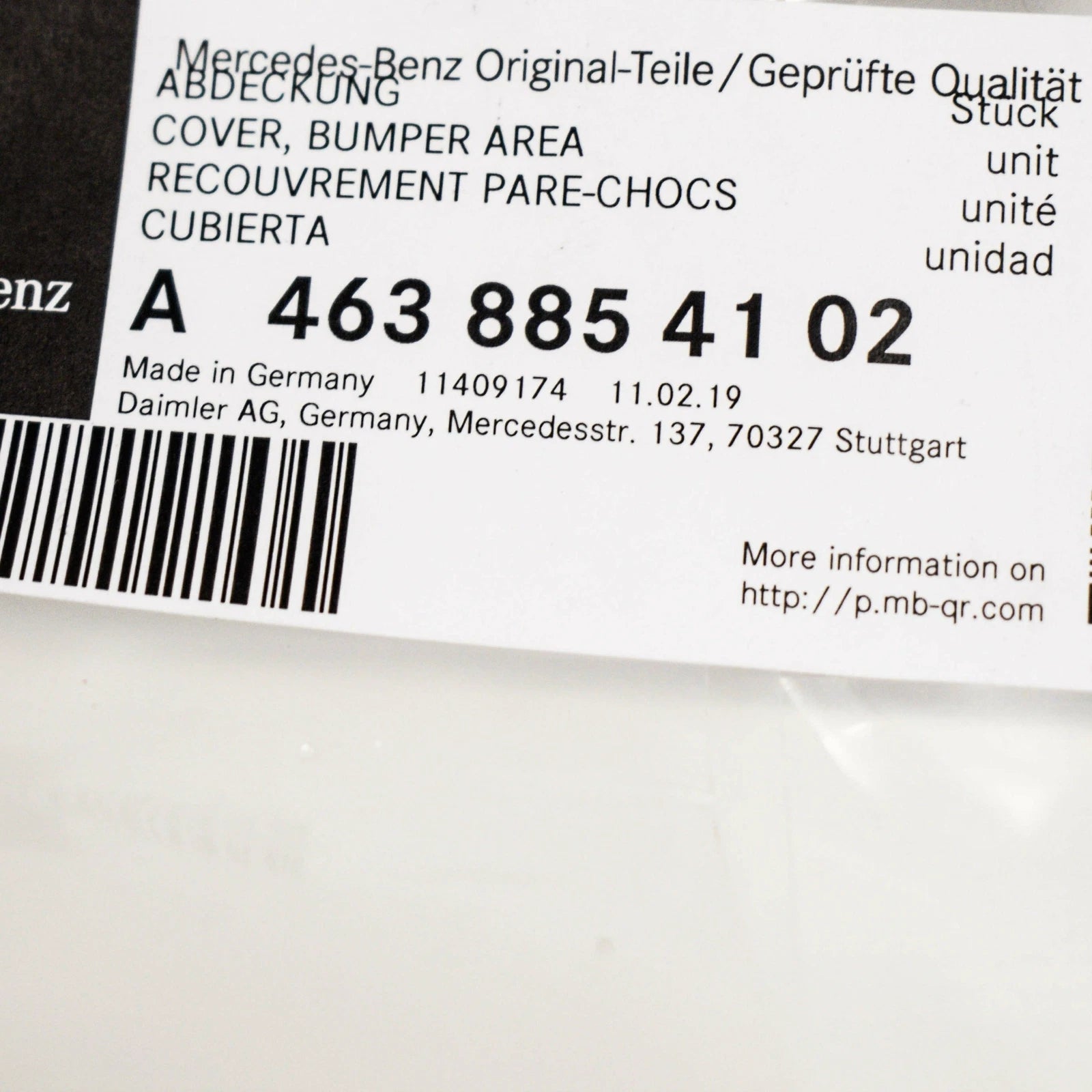 NEW MB G W463 FRONT BUMPER RADIATOR GRILLE TRIM AMG A4638854102 ORIGINAL