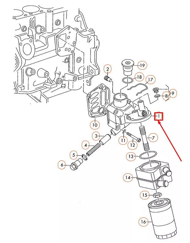 NEW VOLKSWAGEN BEETLE 9C OIL FILTER BRACKET 06A115405BP ORIGINAL