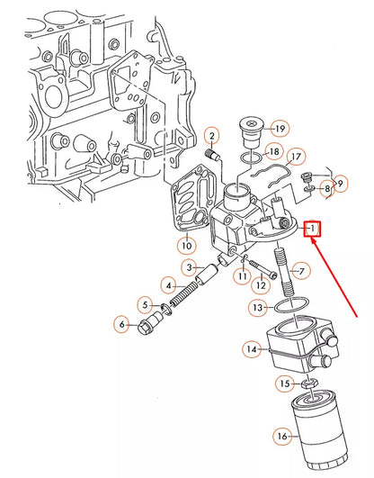 NEW VOLKSWAGEN BEETLE 9C OIL FILTER BRACKET 06A115405BP ORIGINAL