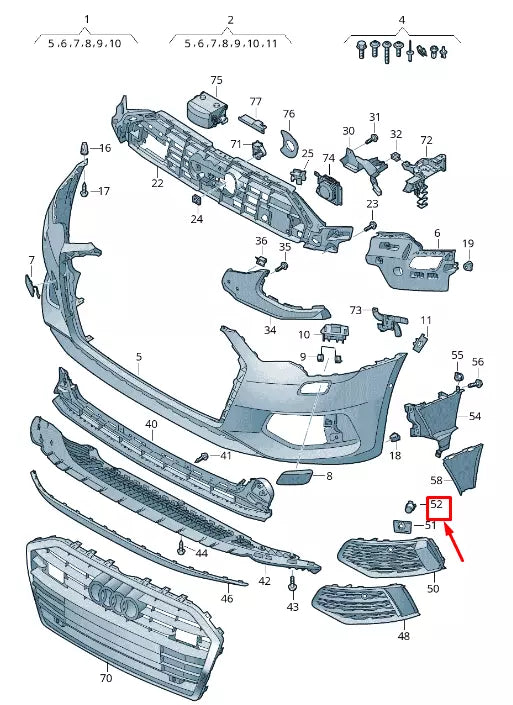NEW AUDI A6 4A C8 FRONT BUMPER DUMMY COVER 4K09191379B9