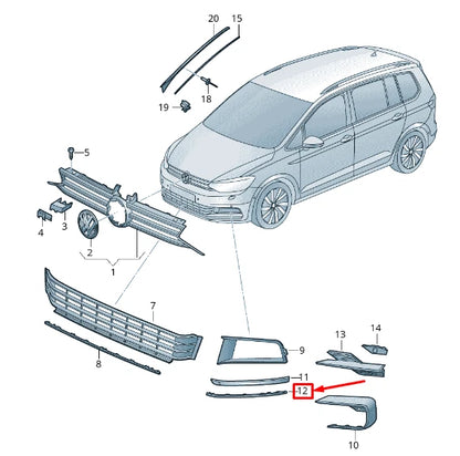 NEW VW TOURAN 5T FRONT RIGHT BUMPER MOLDING 5TA853058A041