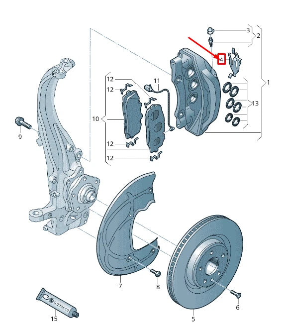 NEW AUDI Q7 4M FRONT LOWER BRAKE CALIPER RETAINING CLIP 4M0615269C