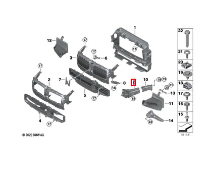 NEW BMW 4 COUPE G22 FRONT LEFT BRAKE AIR DUCT TUBE 51745A32061 ORIGINAL
