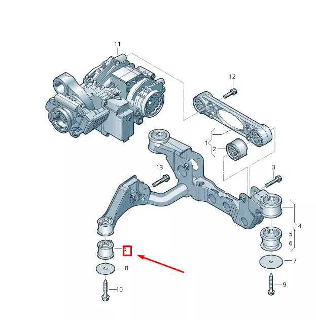 NEW VW TRANSPORTER VIT6 REAR TRANSM. CARRIER FRONT RUBBER BUSH 7H0599273