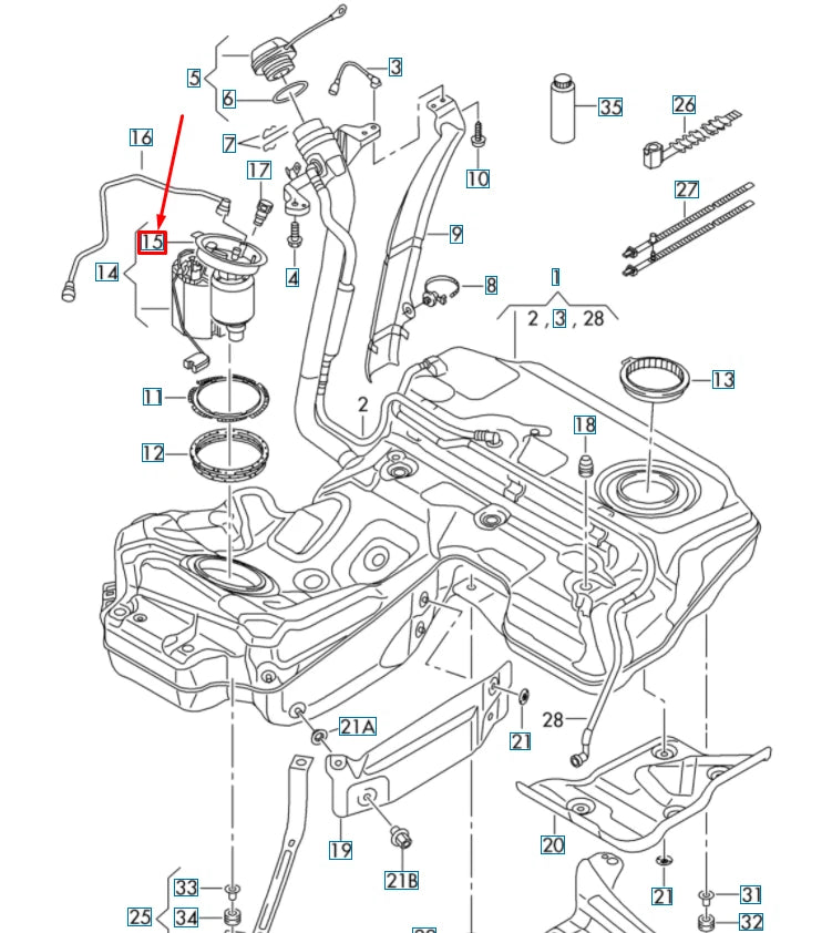 NEW AUDI A7 SPORTBACK 4G8 FUEL FILTER WITH FLANGE 4G0201317B ORIGINAL