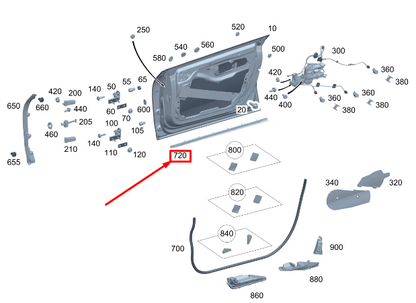 new mercedes-benz eqs v297 front left lower door seal a2977201100 original