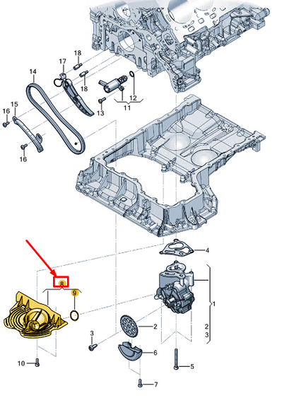new audi a8 d5 engine oil pump pickup tube 0p2115155d original