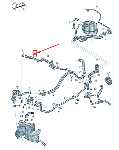 new audi tt fv auxiliary heater coolant hose 8w0265370e original