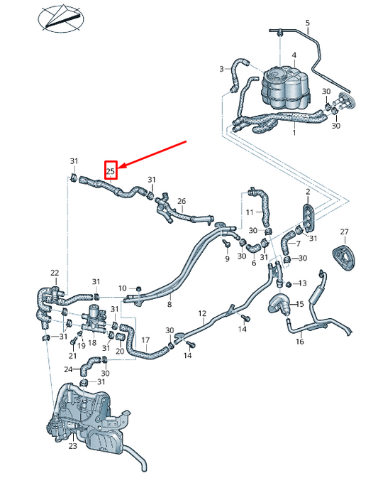 new audi tt fv auxiliary heater coolant hose 8w0265370e original