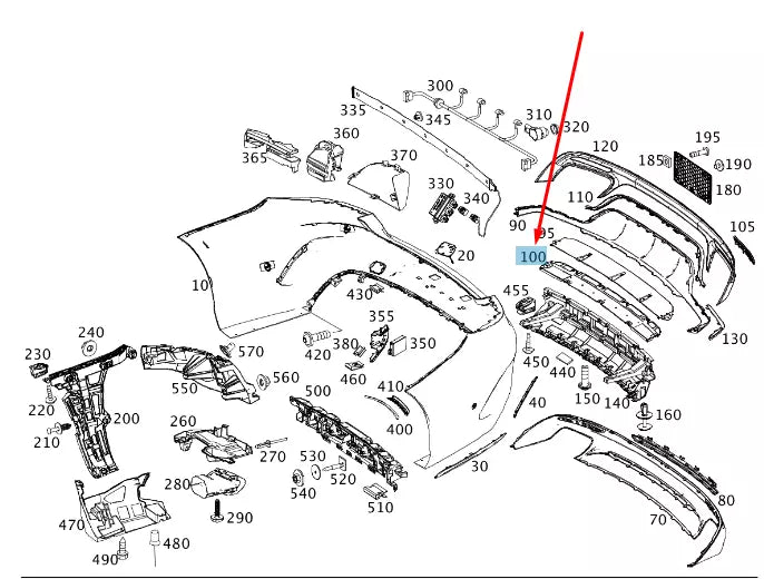 NEW MB S C217 AMG LOWER REAR SWITCH MODULE BUMPER HOLDER A2178853601