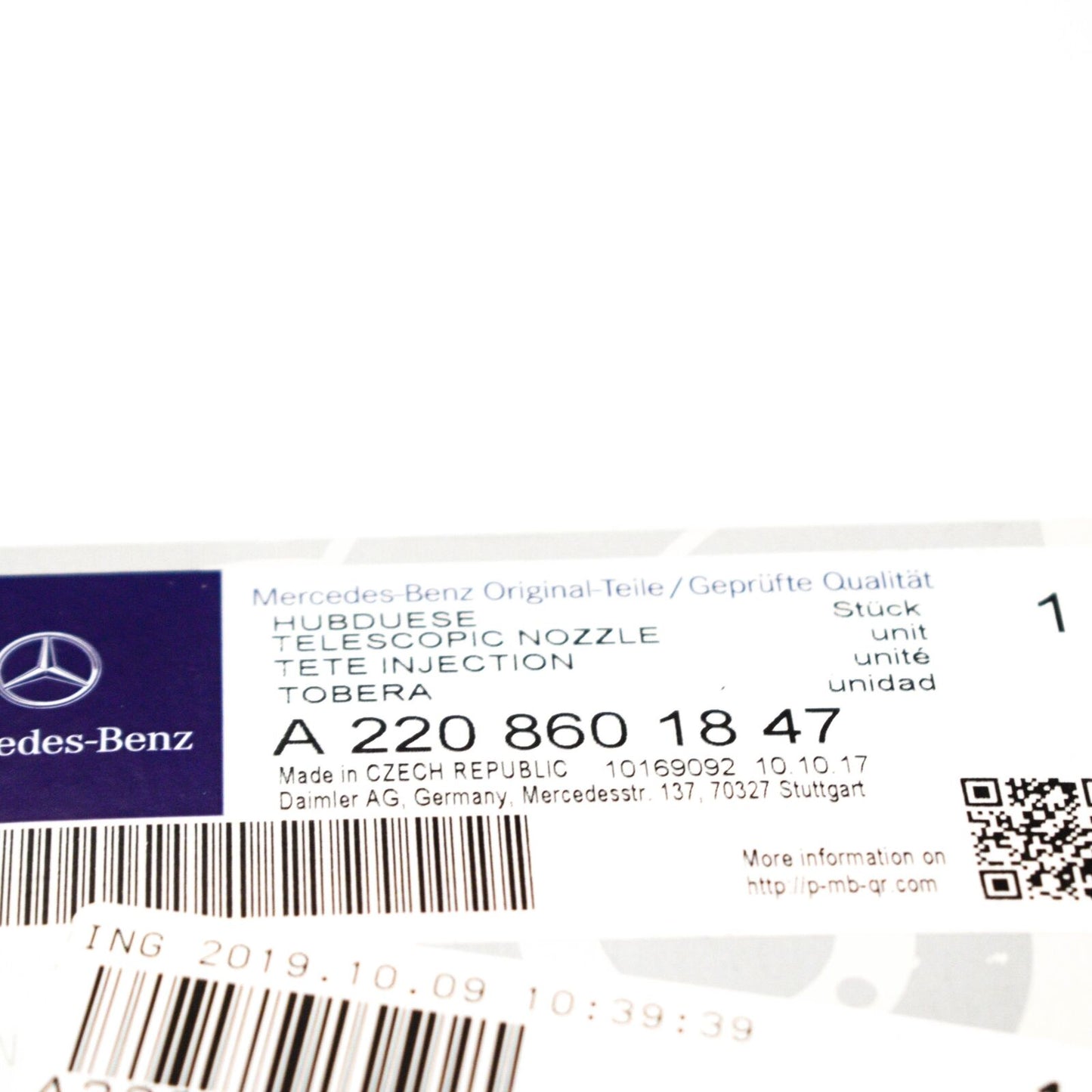 NEW MERCEDES-BENZ S-CLASS W220 RIGHT HEADLIGHT WASHER NOZZLE A2208601847