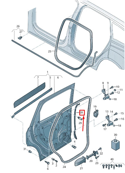 NEW AUDI Q7 4M REAR LEFT OUTER DOOR SHELL SEAL 4M0839717E