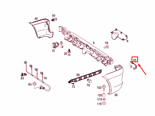 NEW MB VITO BUS W638 REAR BUMPER LEFT RED REFLECTOR A6398260440 ORIGINAL