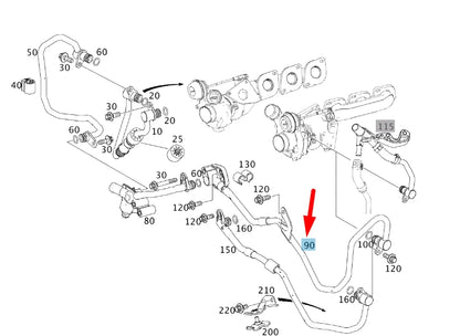 NEW MERCEDES-BENZ S W221 TURBO LEFT RETURN COOLANT LINE A2782001100 ORIGINAL