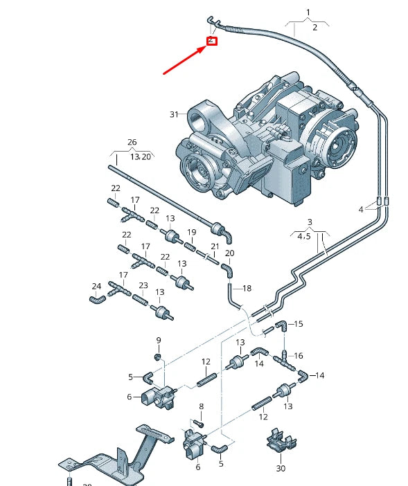 NEW VW TRANSPORTER VI T6 REAR AXLE DIFFERENTIAL ANGLED HOSE 7H0525783