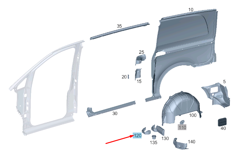 NEW MB VITO W447 REAR CROSS MEMBER RIGHT COVER A44788901009051 ORIGINAL