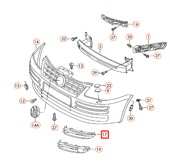 NEW VOLKSWAGEN CADDY 2K FRONT BUMPER LEFT AIR VENT GRILLE 2K08536837G9 ORIGINAL